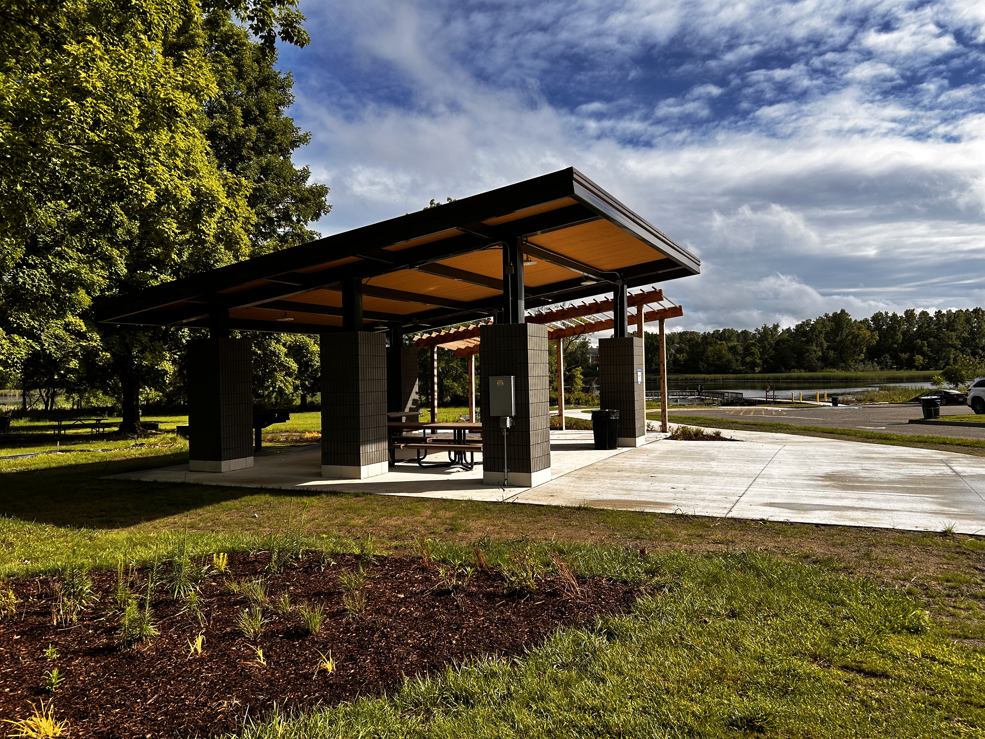 New pavilion overlooking Creger Lake