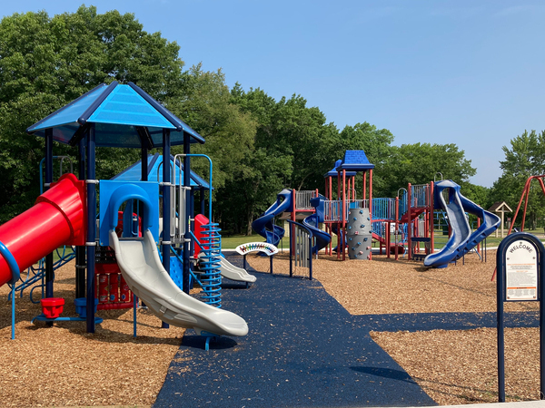 New playground elements and accessible pathway throughout play area
